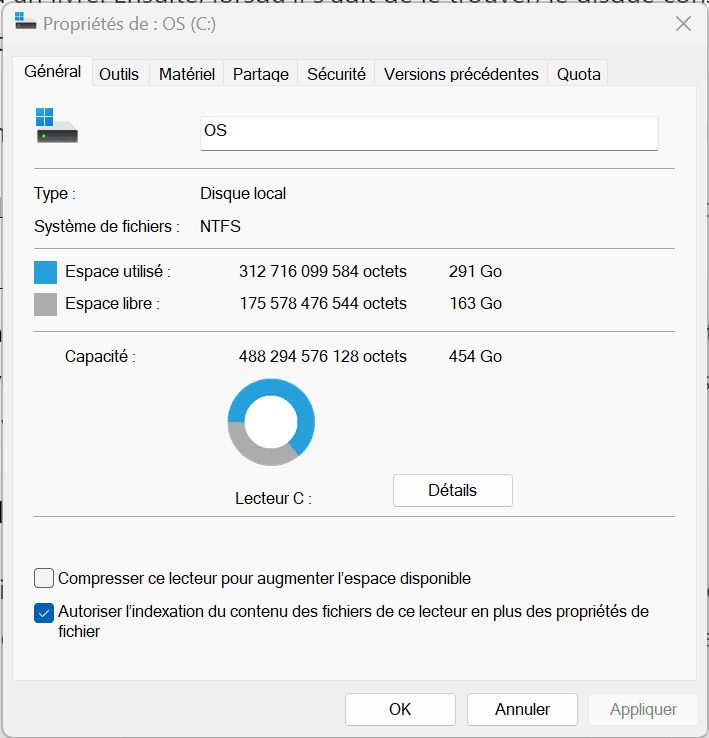 indexation des fichiers du disque dur sur windows