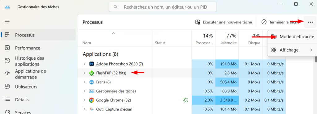 mode éfficacité Windows 11