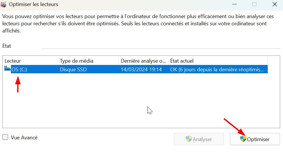 outil de défragmentation Windows 11
