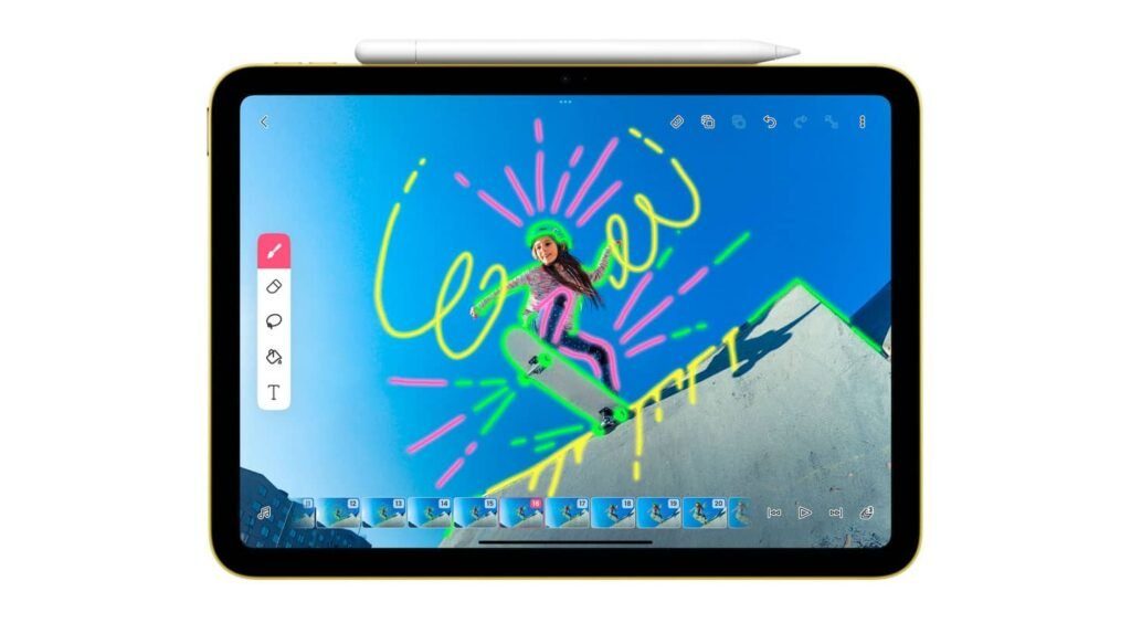 un iPad avec un style Apple USB C aimanté