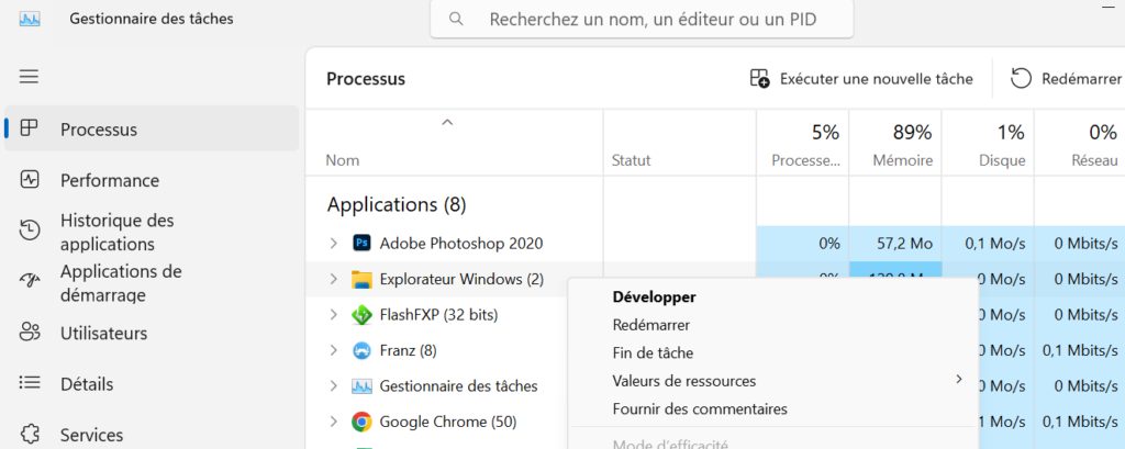 redémarrer explorateur windows 11