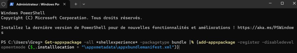 exécuter une commande dans le terminal administrateur windows 11