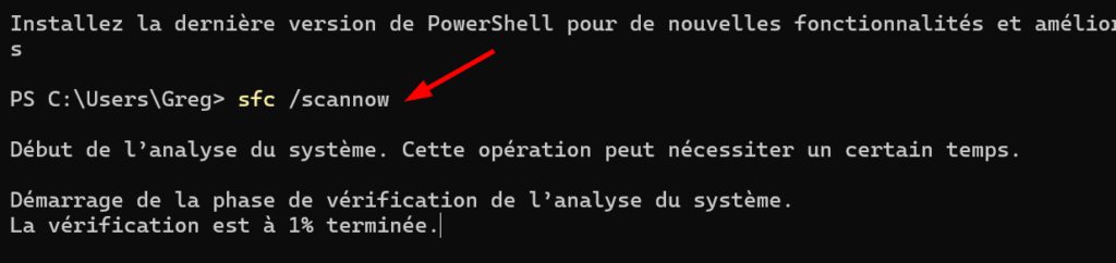 vérification des fichiers systèmes windows 11