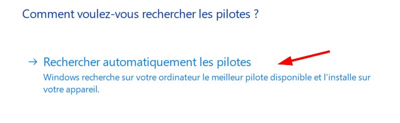 menu de mise à jour des pilotes USB sous windows 11