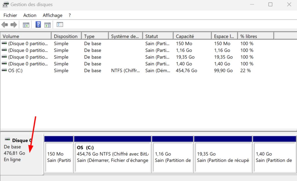 Gestion des disques Windows