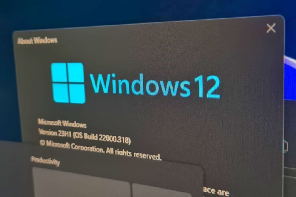 une fenêtre avec un logo windows 12 23h1