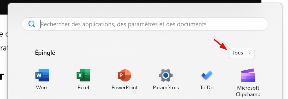 afficher toutes les applications du menu démarrer windows 11
