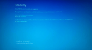 erreur 0xc00000e dans windows 10