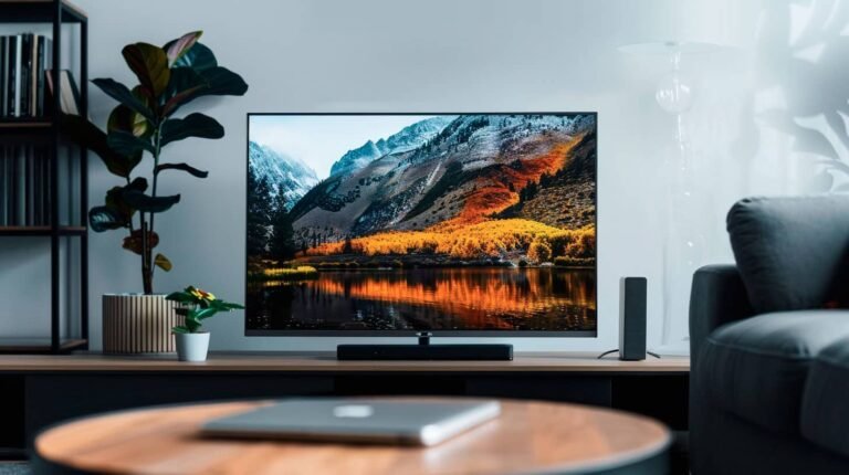 une télévision qui diffuse le contenu d'un macbook