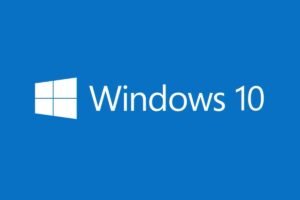 logo windows 10 sur fond bleu