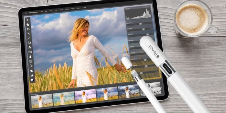 une tablette avec 2 stylets apple pencil 1 et apple pencil 2 mis en comparaison