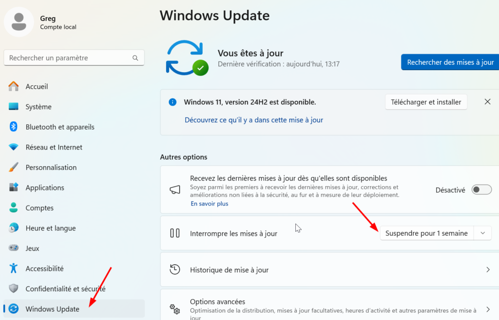 4 façons d'empêcher le redémarrage forcé de Windows Update 3 menu windows update pour suspendre les mises à jour de windows 11