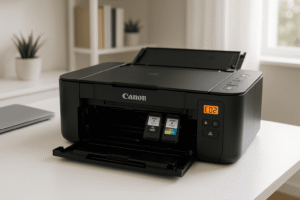 une imprimante canon pixma avec une erreur e02 à l'écran